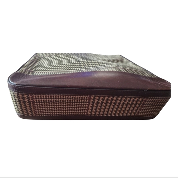 Ralph Lauren Elegant Brown Houndstooth Shoulder Bag Vintage 9"H 11-1/2"W 3"D - Picture 2 of 13